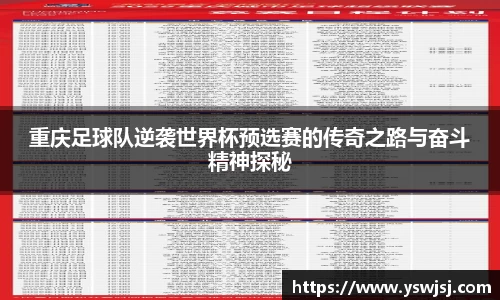重庆足球队逆袭世界杯预选赛的传奇之路与奋斗精神探秘