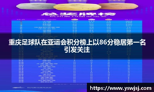重庆足球队在亚运会积分榜上以86分稳居第一名引发关注